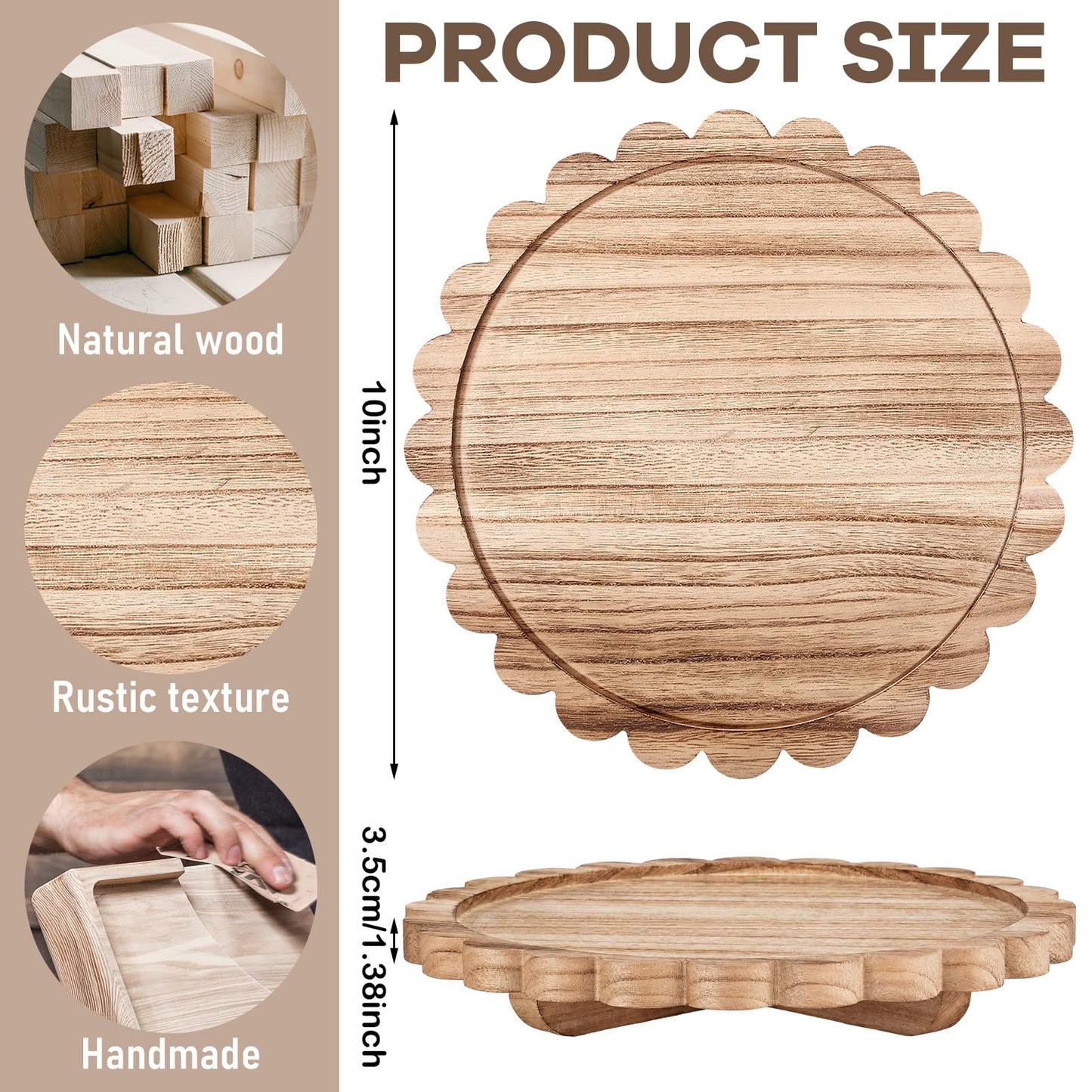 Scalloped Wood Riser Tray