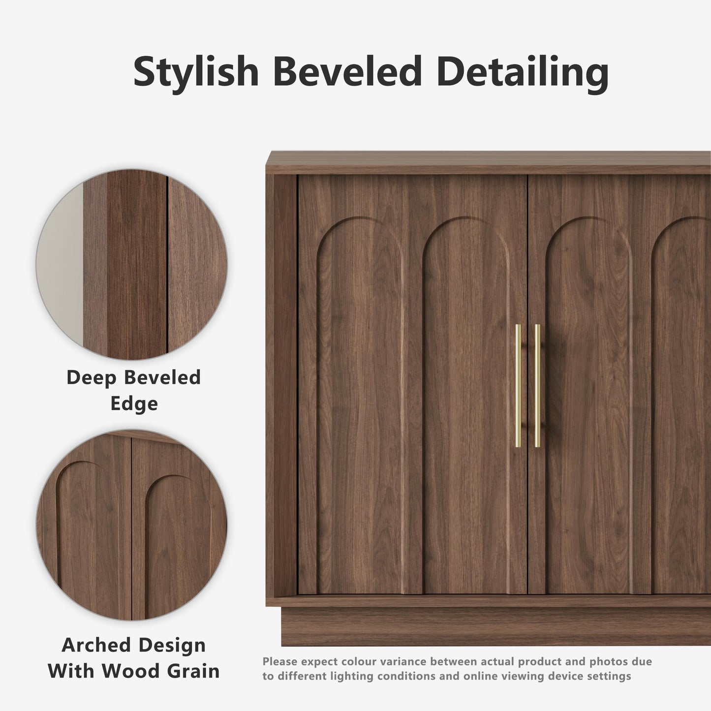Sideboard Buffet Cabinet with Storage, Mid Century Modern Accent Cabinet with Arched Doors, Modular Media Console