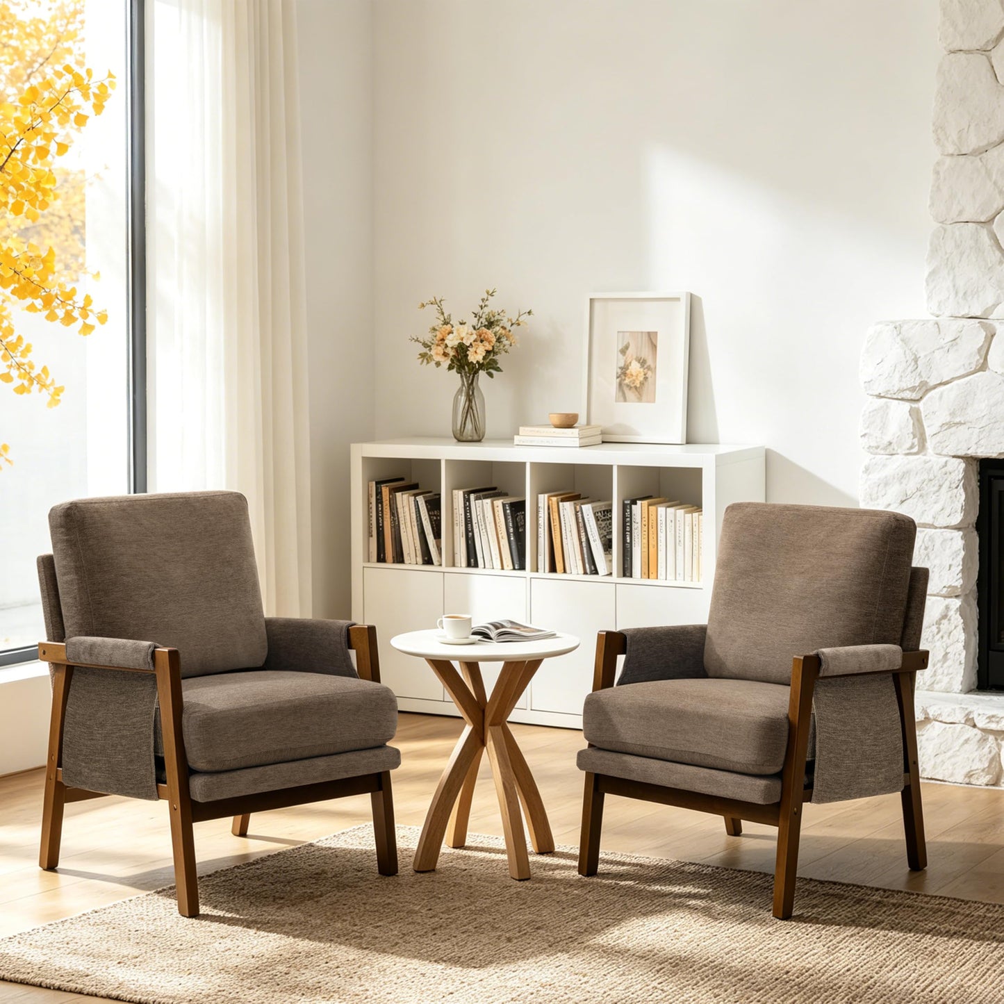 Modern Accent Armchair_Solid Wood