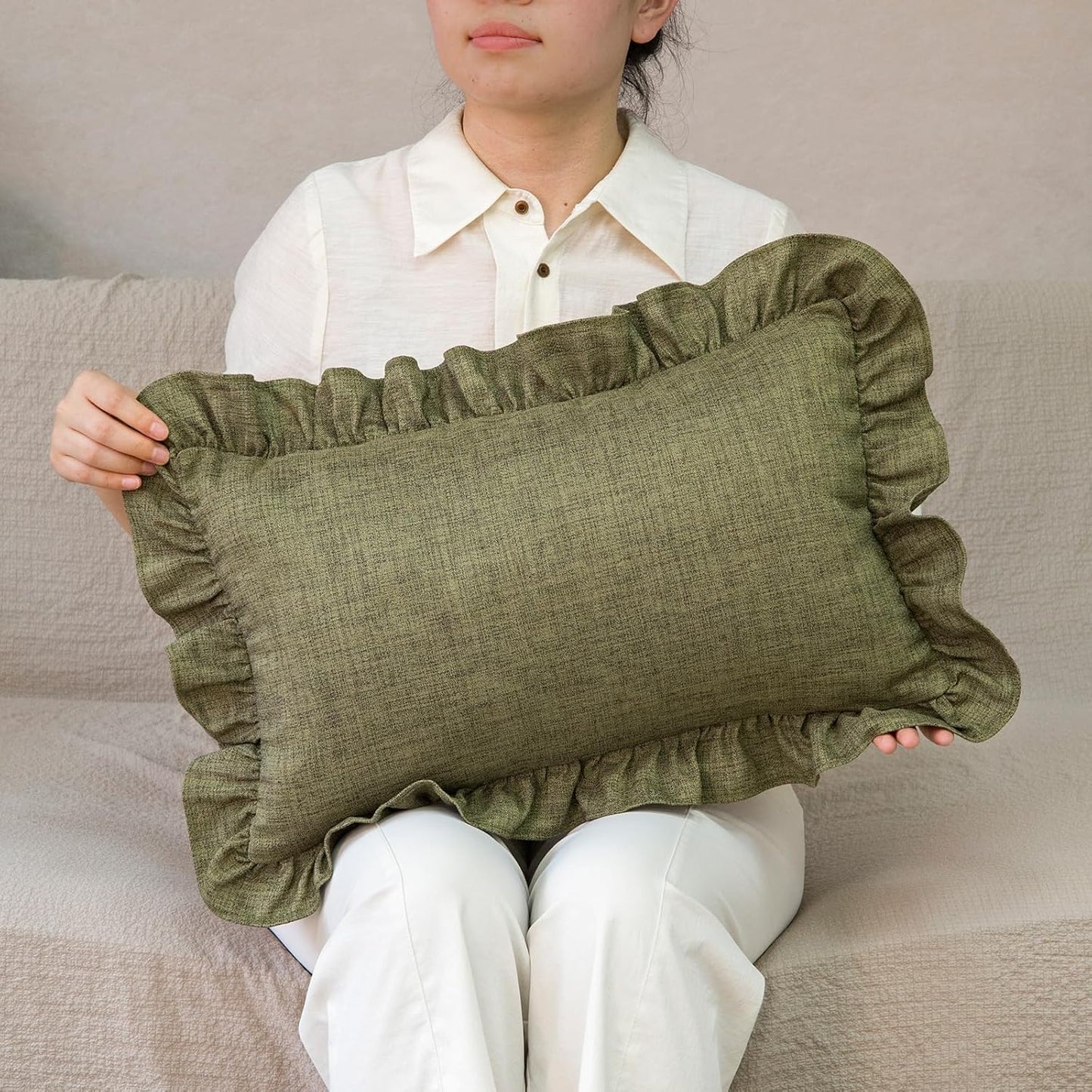 Rustic Classic Linen Style Throw Pillow Covers Set of 2