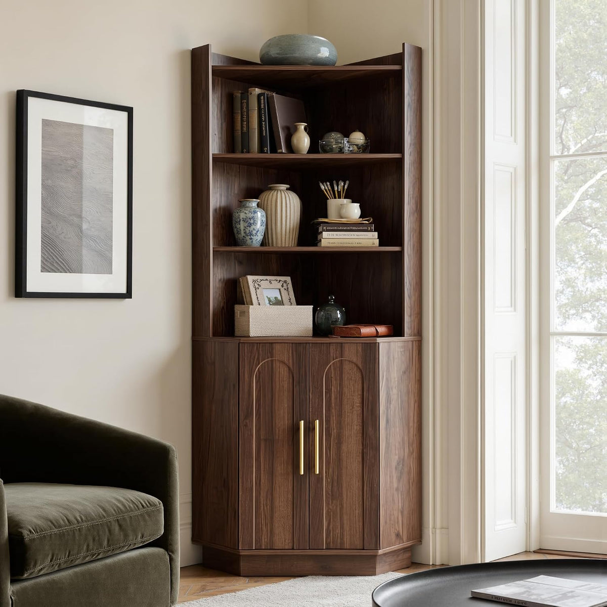 71" Tall Corner Cabinet with Storage