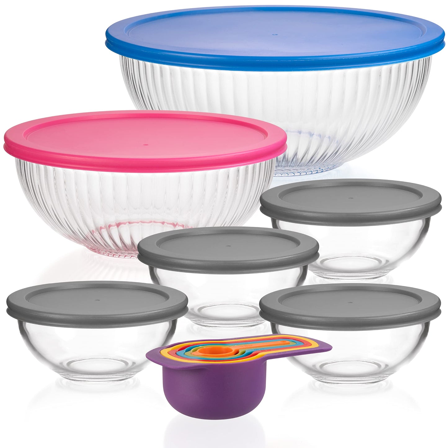 Glass Container Set with Acacia Lids - 4 Stackable Meal Prep Containers. Durable heat resistant Inert Borosilicate Glass