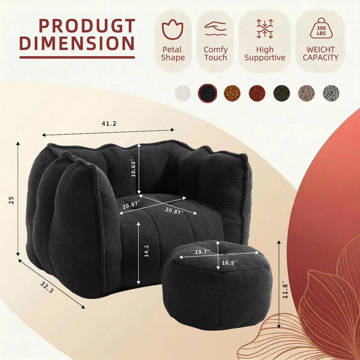 Bean Bag Couch with Ottoman
