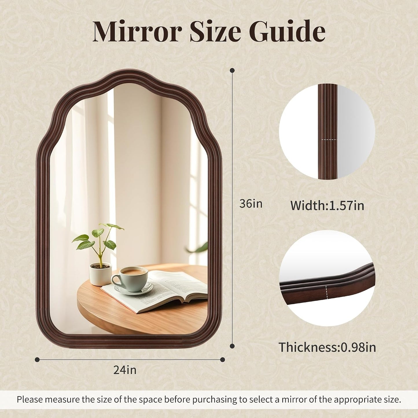 24Wood Arch Bathroom Mirror for Wall