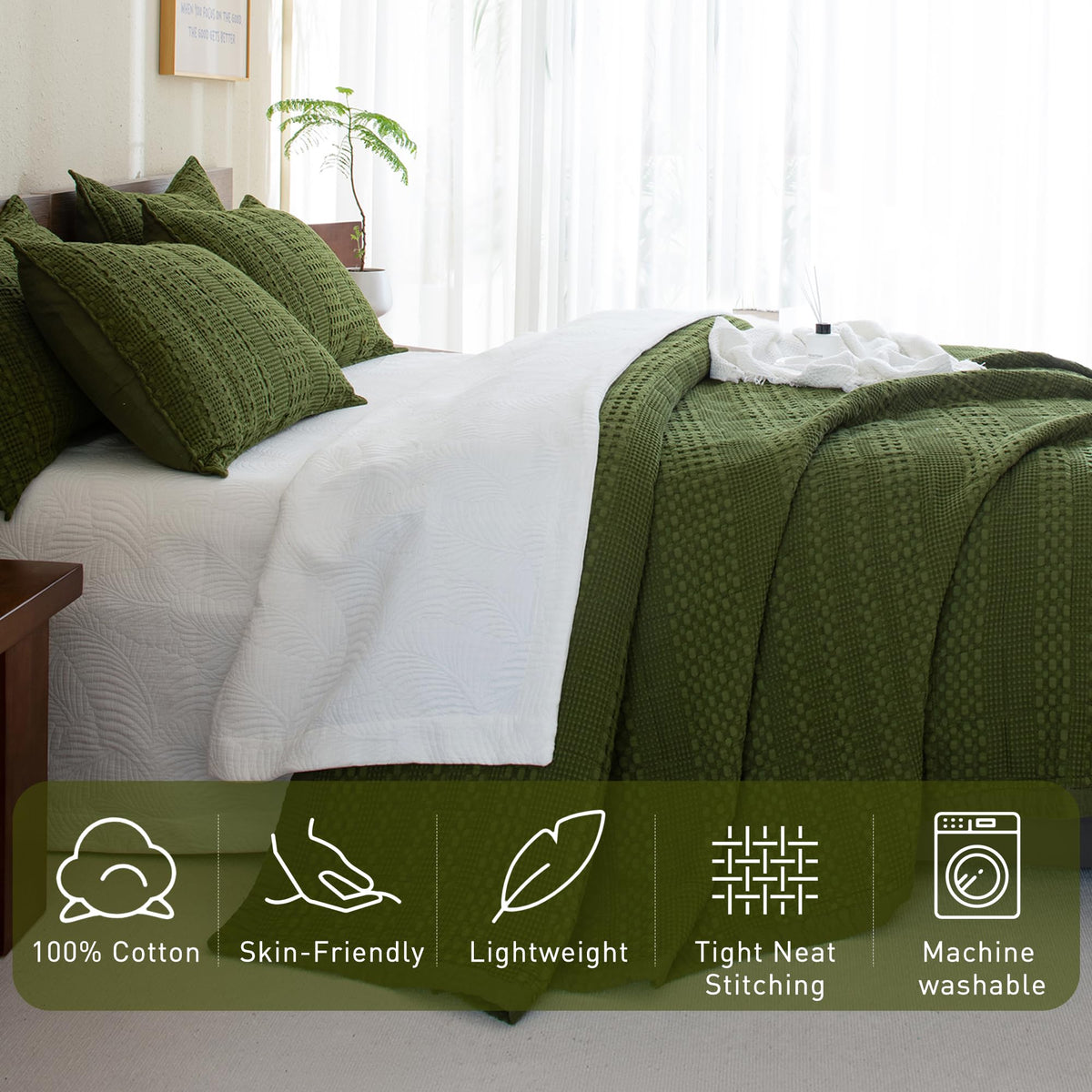 Oversized Waffle Weave Lightweight Coverlets_3 Pieces