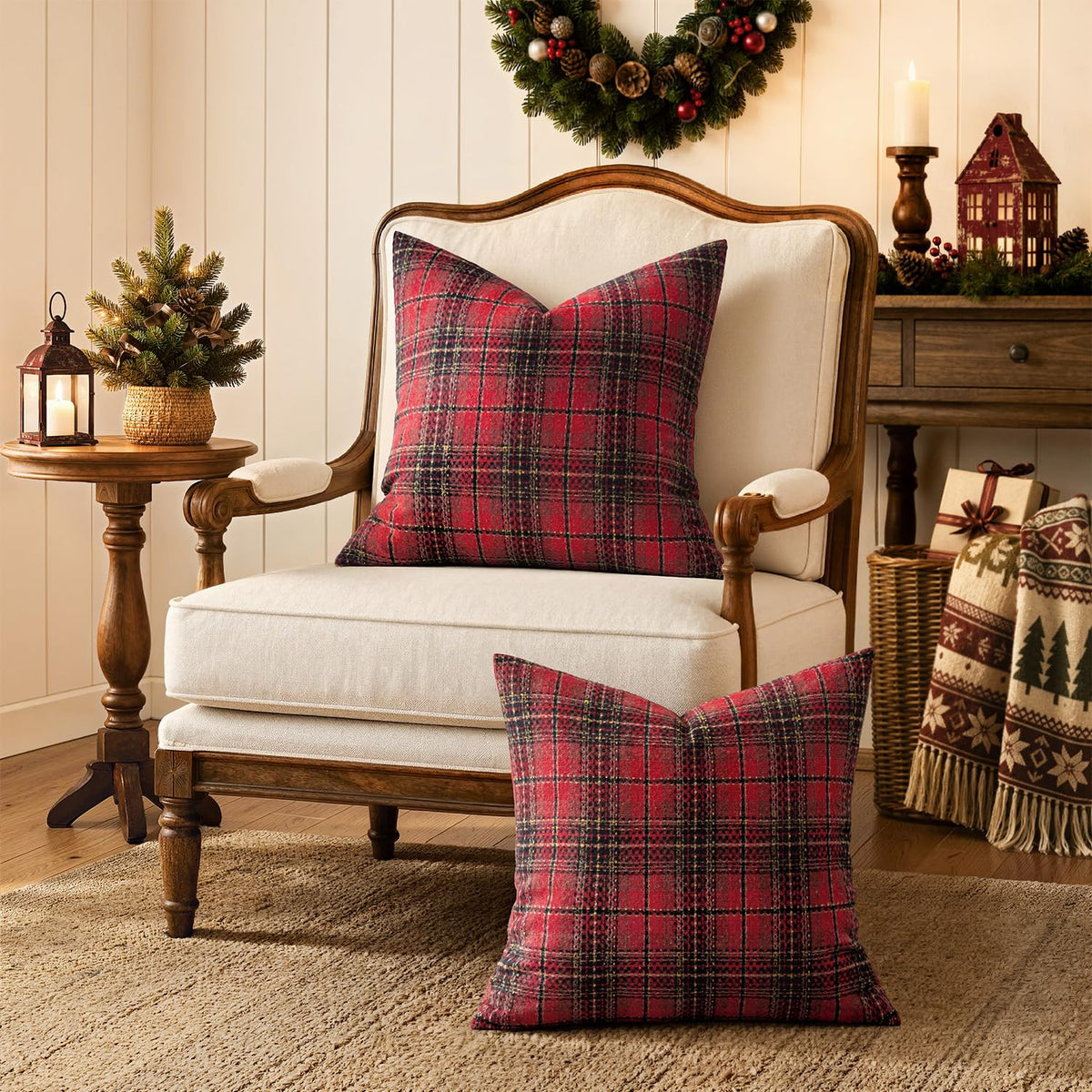 Plaid Throw Pillow Covers Fall 18x18 Inch