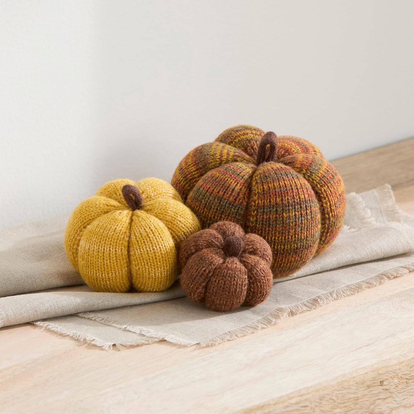 Set of 3 Cozy Knit Pumpkins