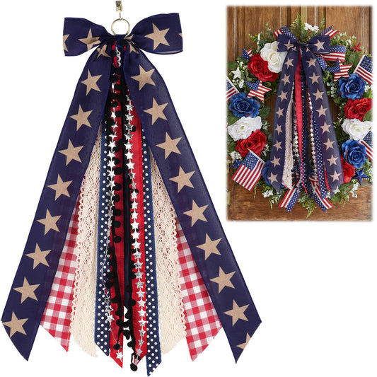 Large Patriotic Front Door Wreath Sash for Independence Memorial Day