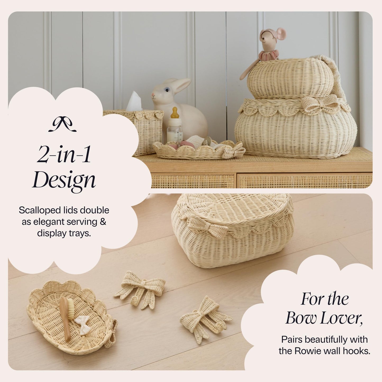 Hand-Woven Scalloped Basket Set Of 2