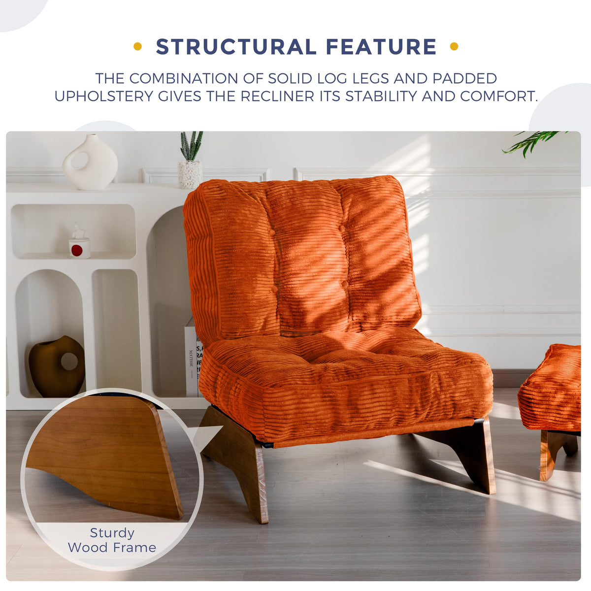 Lounge Chair with Ottoman and with Adjustable Backrest