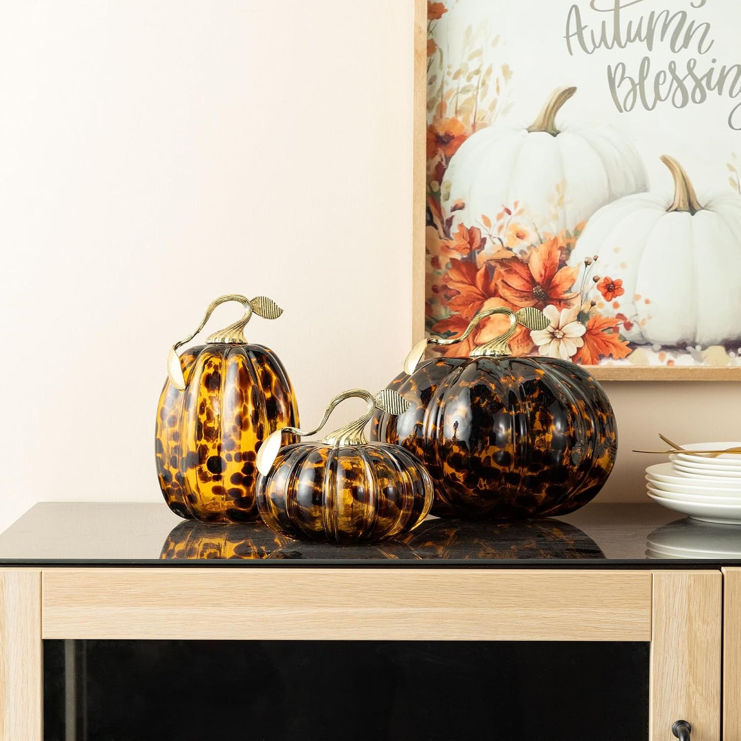 Amber Glass Pumpkin Decor
