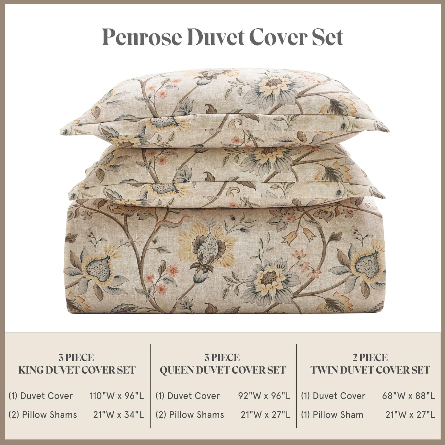 Victoria 3 Piece Duvet Cover Set with Pillow Shams
