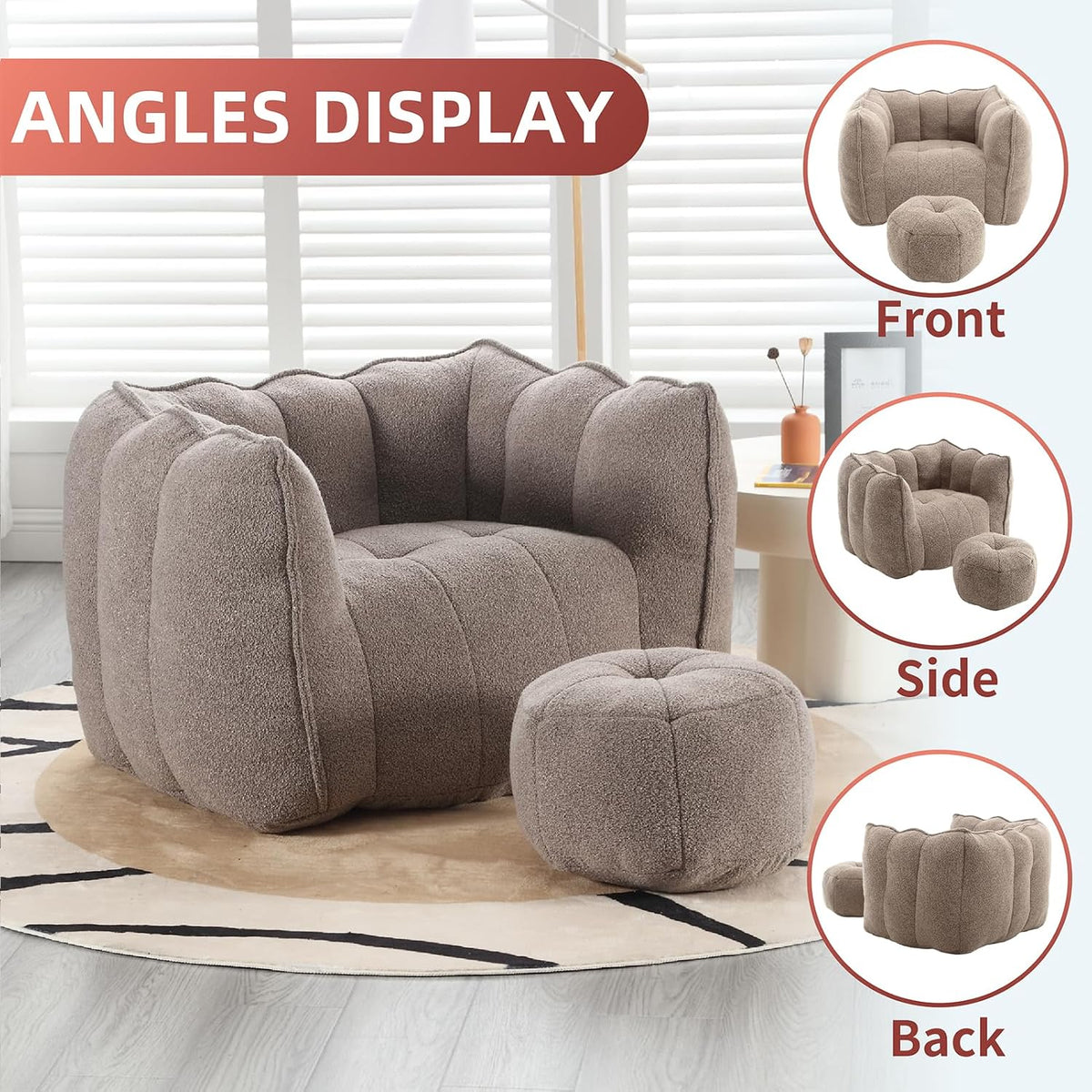 Bean Bag Couch with Ottoman
