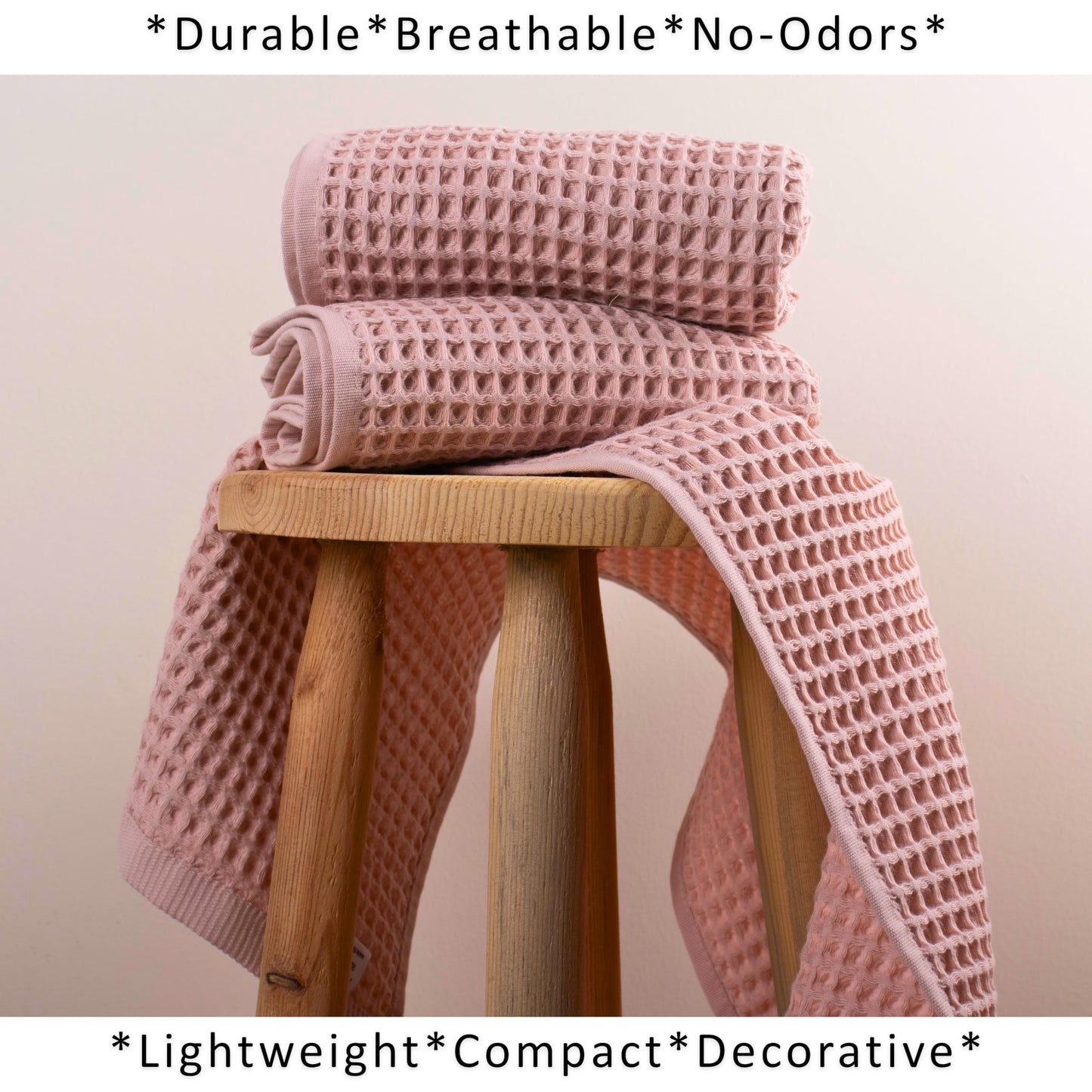 PÜSKÜL Organic Waffle Kitchen Towel Pure 100% Turkish Cotton Set of 3 Natural Raw-Undyed Towel - Premium Quality Soft Quick-Dry Absorbent Lint-Free Hand & Dish Towels Large 32X16 (3, Natural Beige)