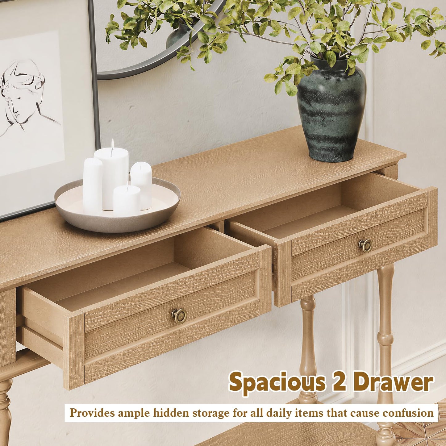 Console Table with 2 Drawers