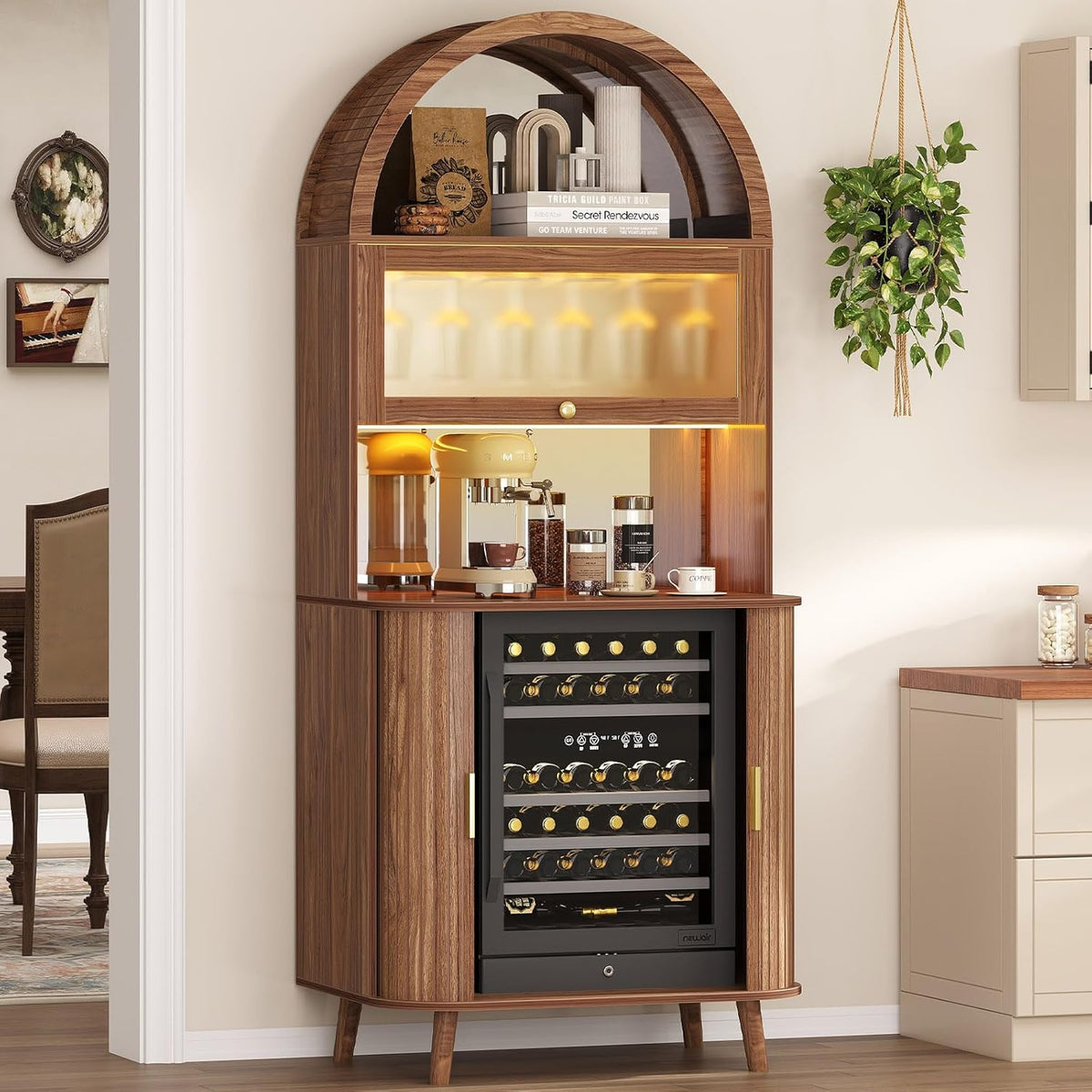 Wine Arched Bar Fridge Cabinet 73 Inch