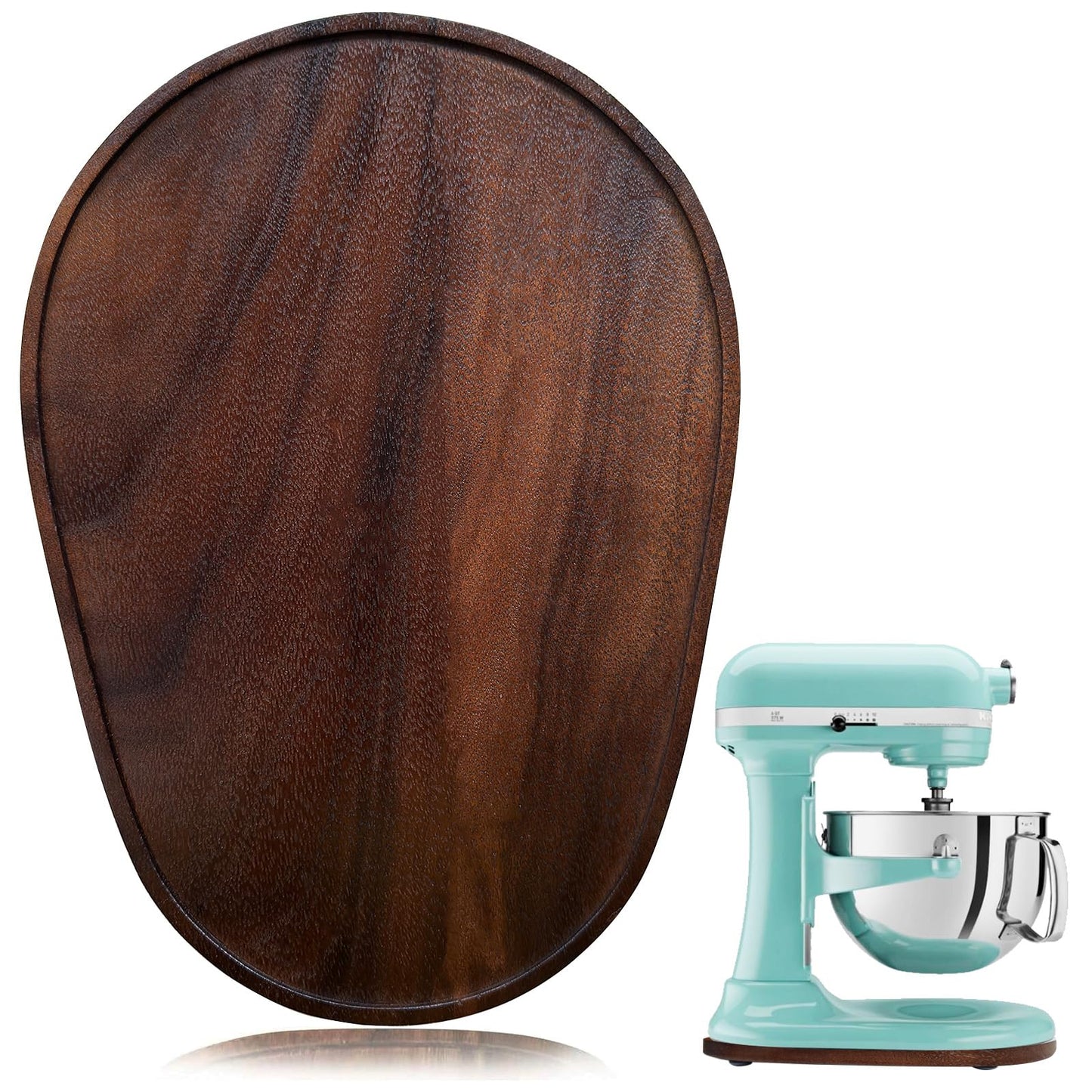 Acacia Wood Mixer Slider Mat for Kitchen Aid 4.5-5 Qt Tilt-Head Stand Mixer Kitchen Appliance Slider Tray Countertop Storage Attachments