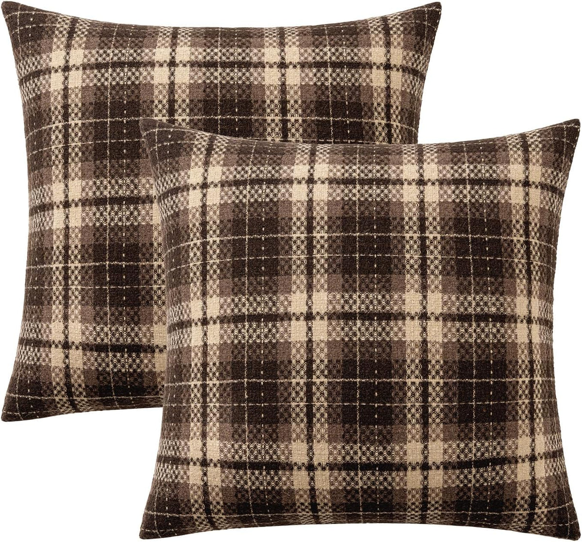 Plaid Throw Pillow Covers Fall 18x18 Inch