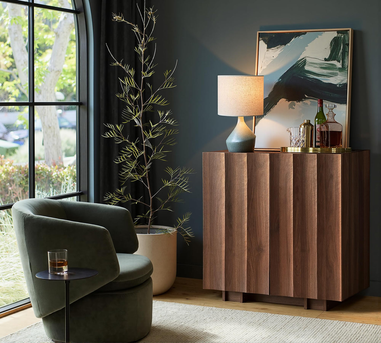 Modern Buffet Cabinet / Sideboard with Storage with Wave Design