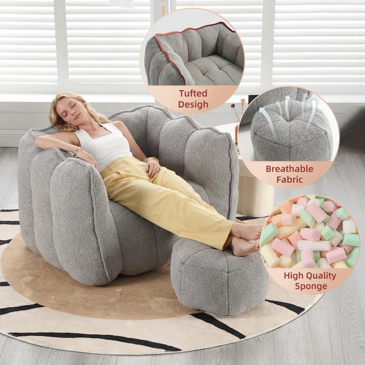 Bean Bag Couch with Ottoman