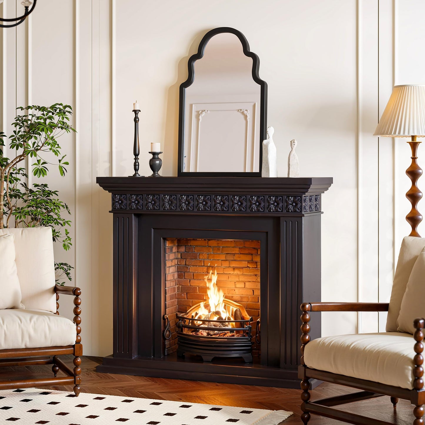 Solid Wood Walnut Arched Mirror