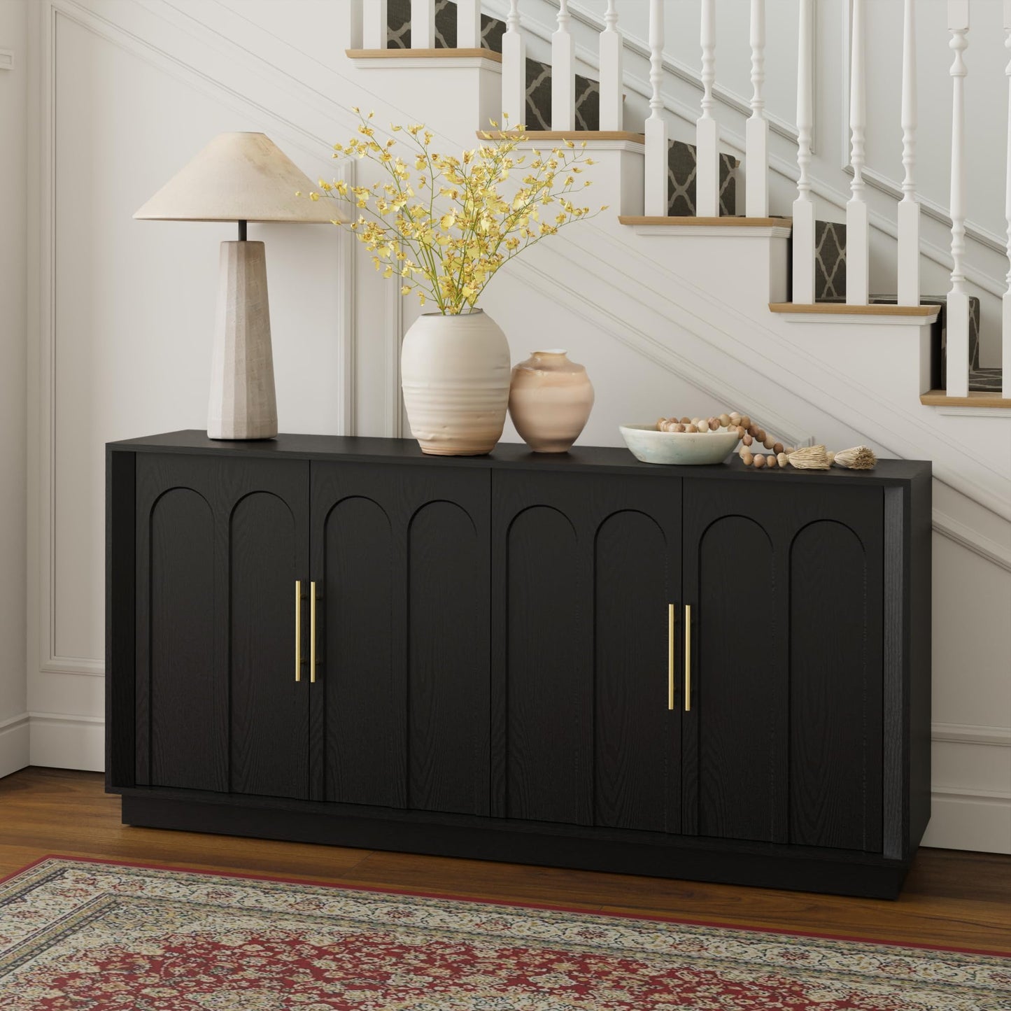 Sideboard Buffet Cabinet with Storage, Mid Century Modern Accent Cabinet with Arched Doors, Modular Media Console