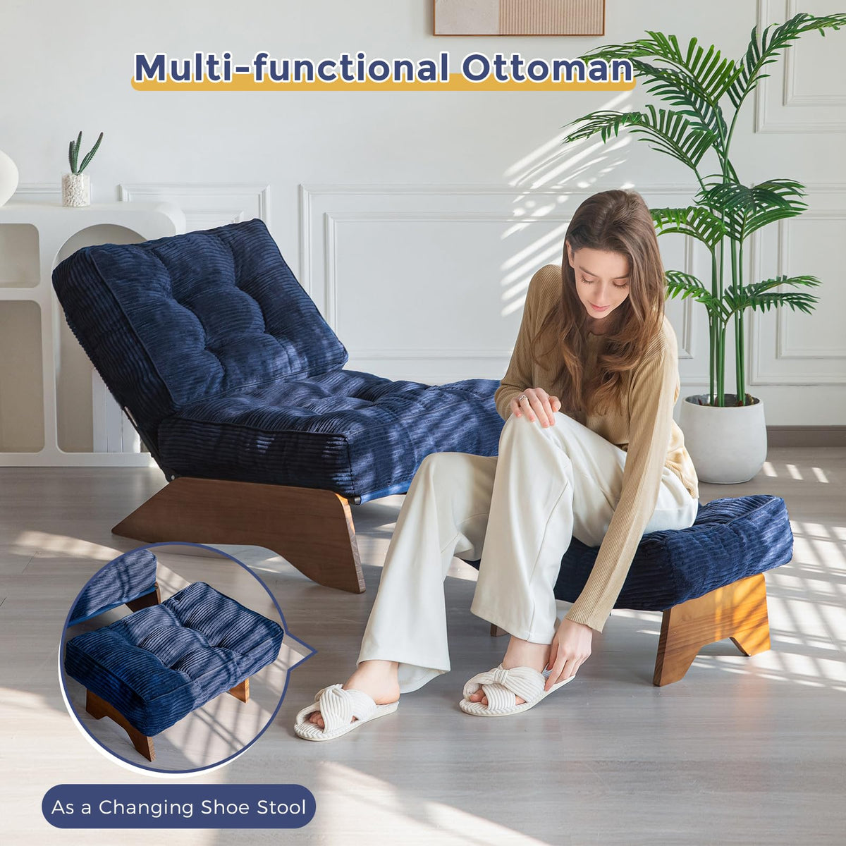Lounge Chair with Ottoman and with Adjustable Backrest