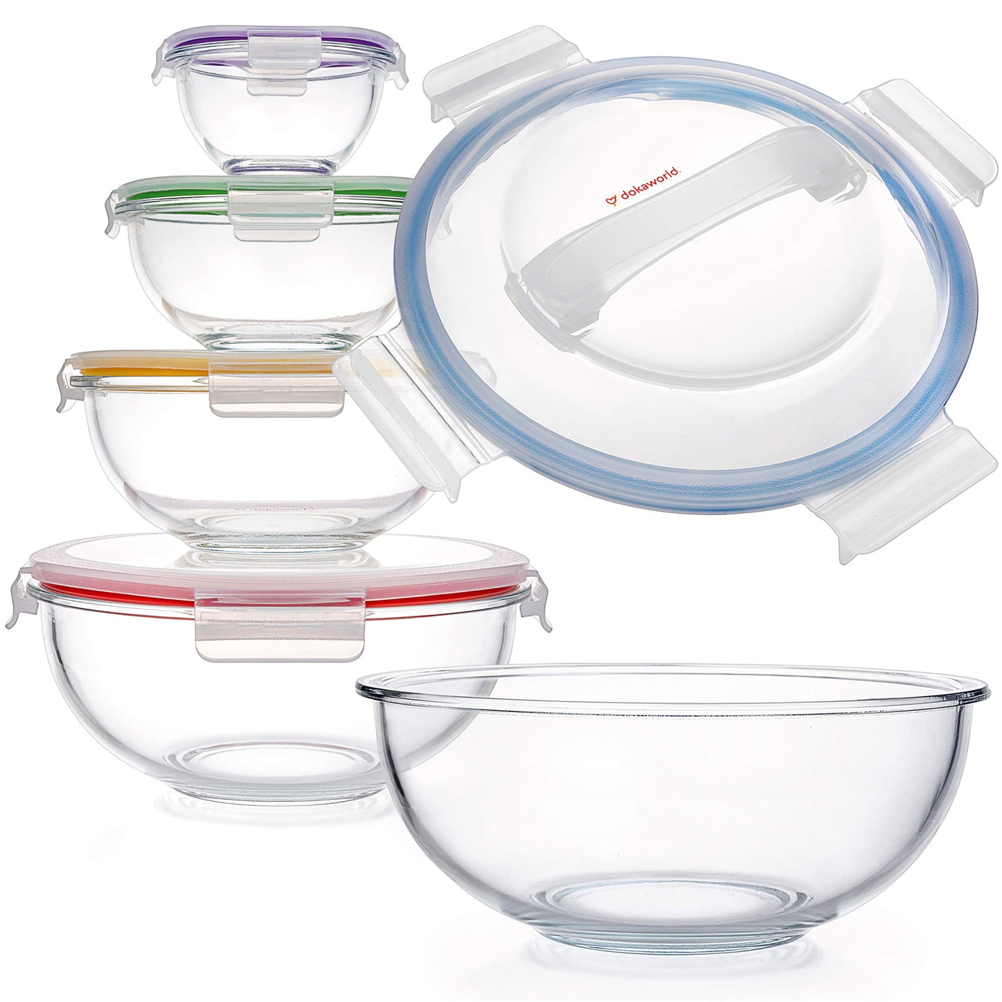 Glass Container Set with Acacia Lids - 4 Stackable Meal Prep Containers. Durable heat resistant Inert Borosilicate Glass