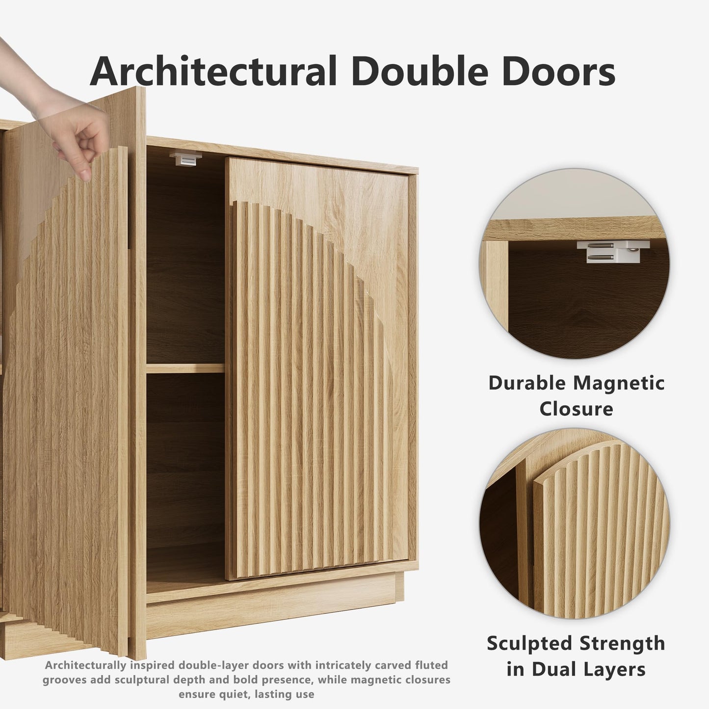 Modern Buffet Cabinet / Sideboard with Storage with Wave Design