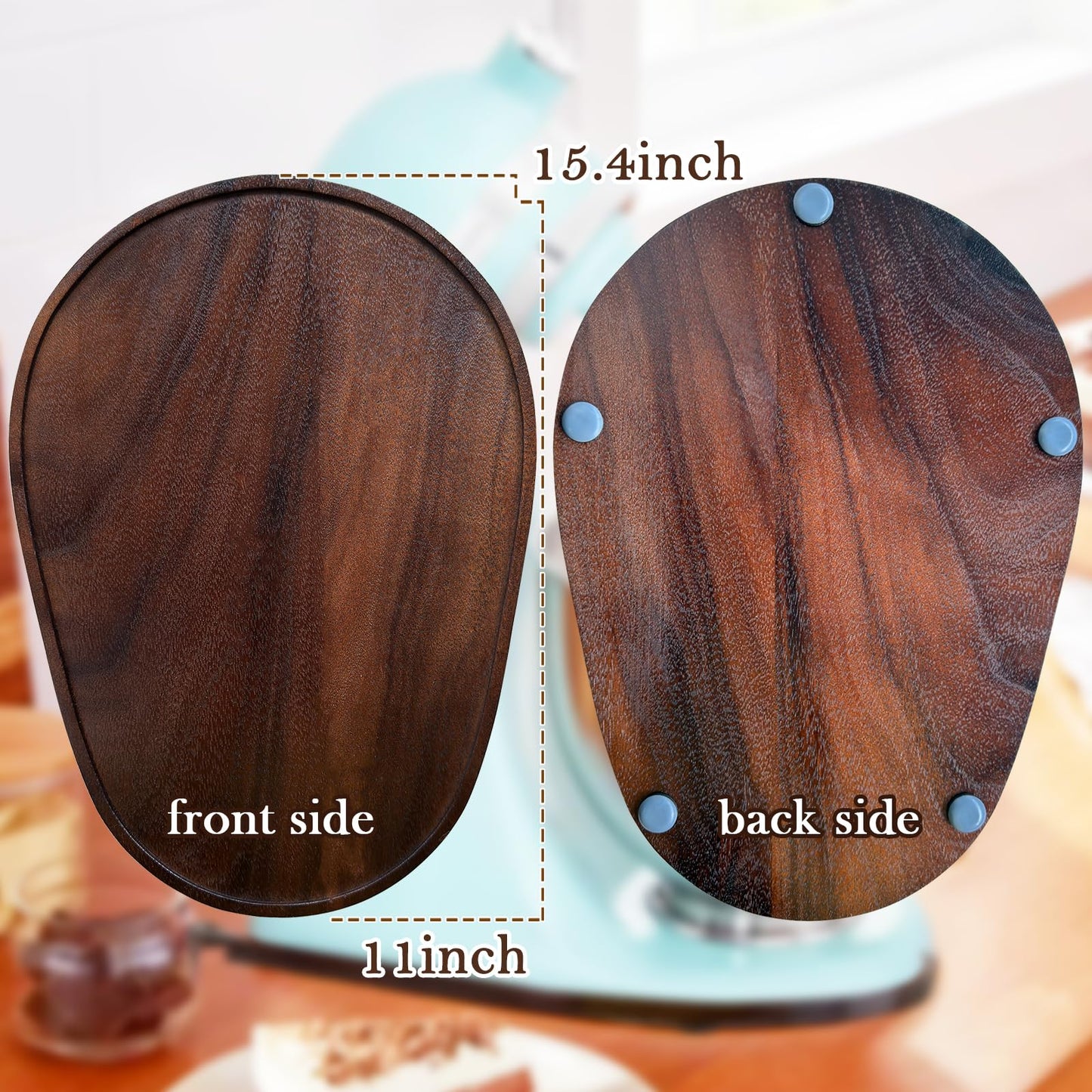 Acacia Wood Mixer Slider Mat for Kitchen Aid 4.5-5 Qt Tilt-Head Stand Mixer Kitchen Appliance Slider Tray Countertop Storage Attachments
