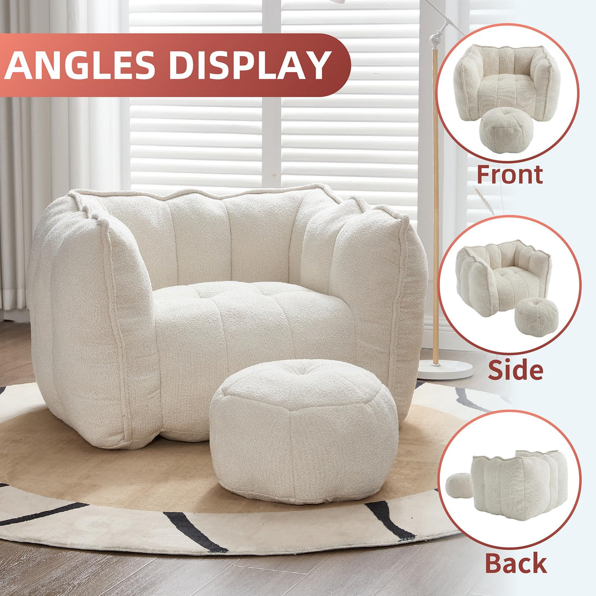 Bean Bag Couch with Ottoman