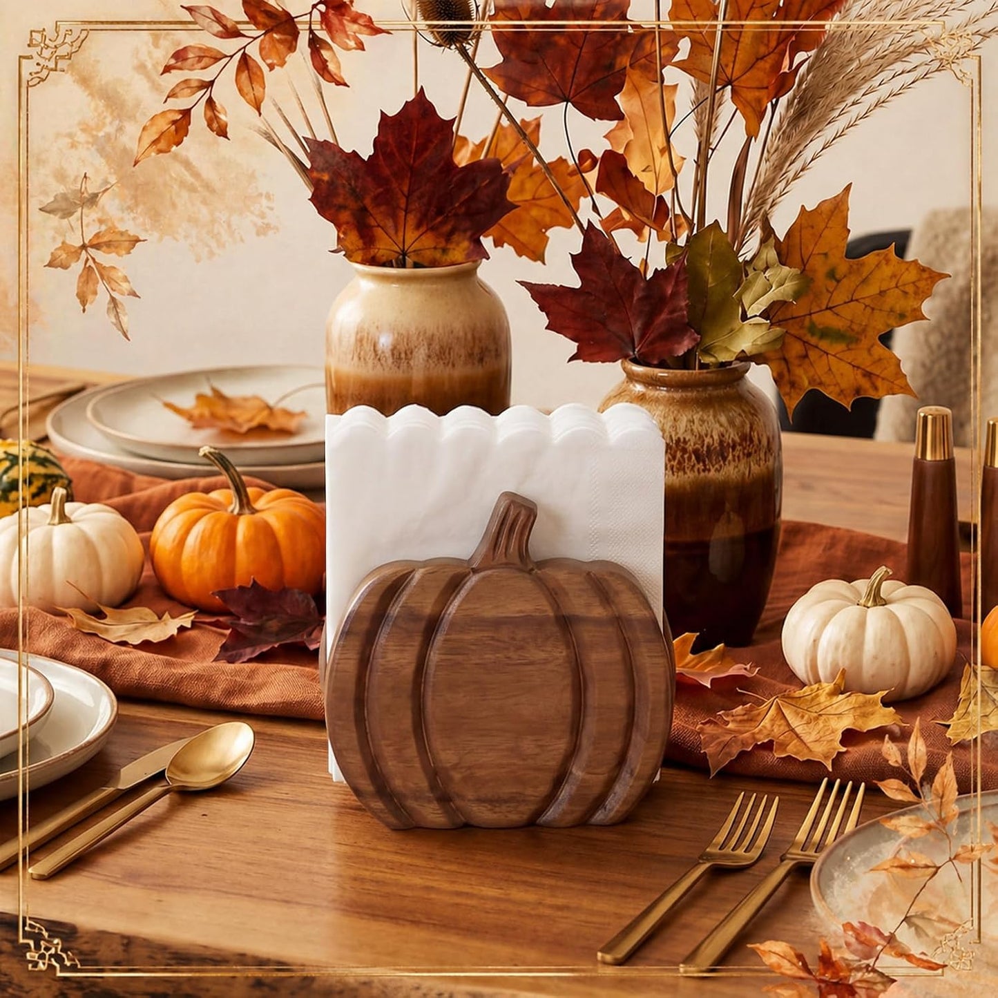 Wooden Pumpkin Napkin Holder