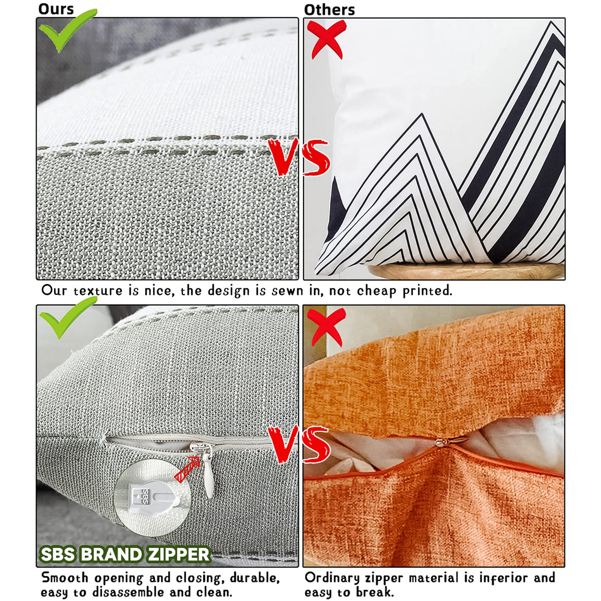 2 Pair Stripe Check Throw Pillow Covers 18x18Inch
