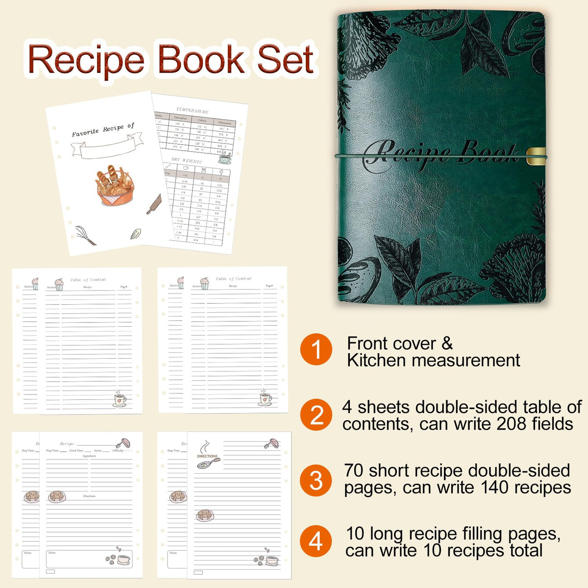 Blank Recipe Leather Cookbook