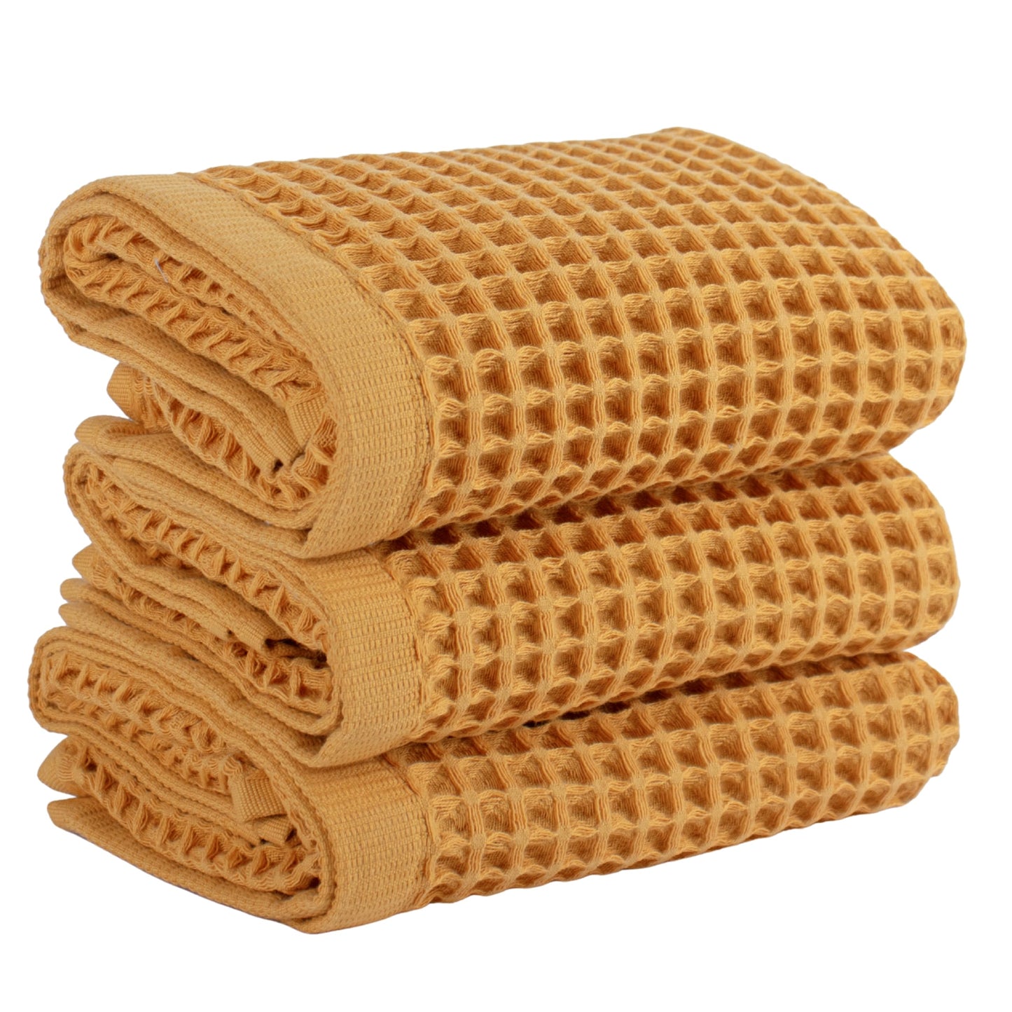 PÜSKÜL Organic Waffle Kitchen Towel Pure 100% Turkish Cotton Set of 3 Natural Raw-Undyed Towel - Premium Quality Soft Quick-Dry Absorbent Lint-Free Hand & Dish Towels Large 32X16 (3, Natural Beige)