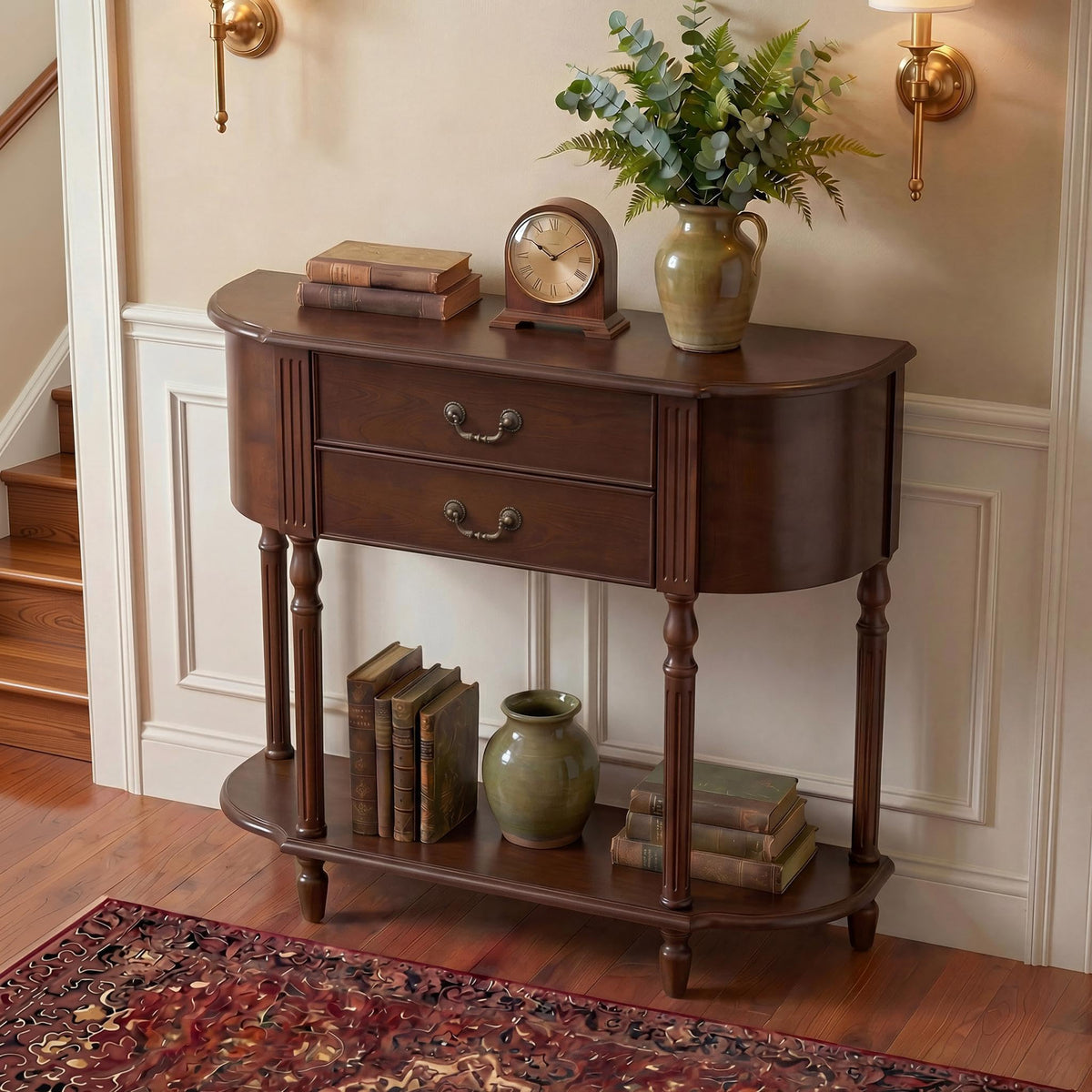 47" Walnut Console Table with Storage