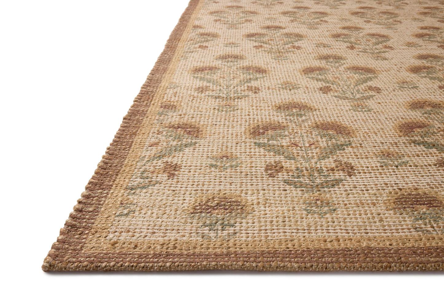 Loloi Chris Loves Julia Rue Collection Wheat/Sage Jute Neutral Floral Rug