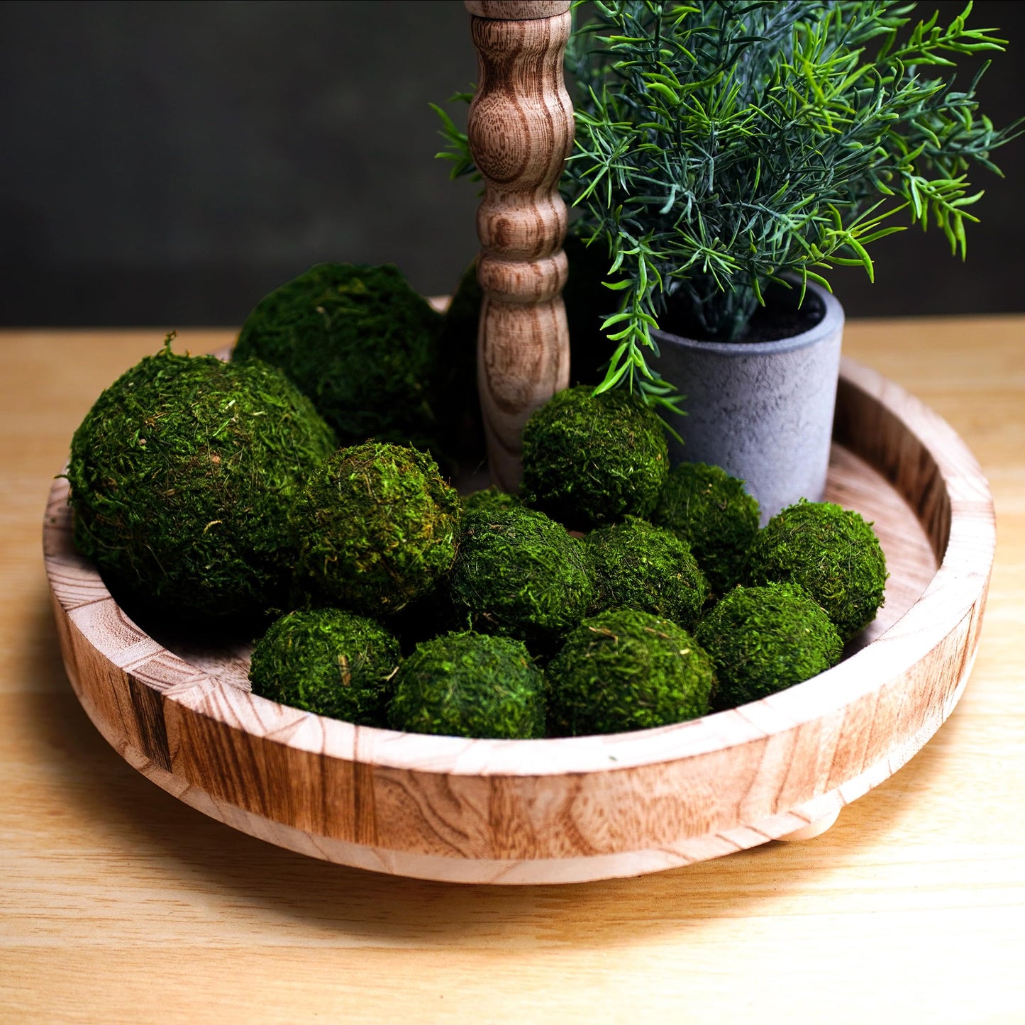 BYHER Natural Green Moss Decorative Ball,Handmade (3.5"-Set of 6)