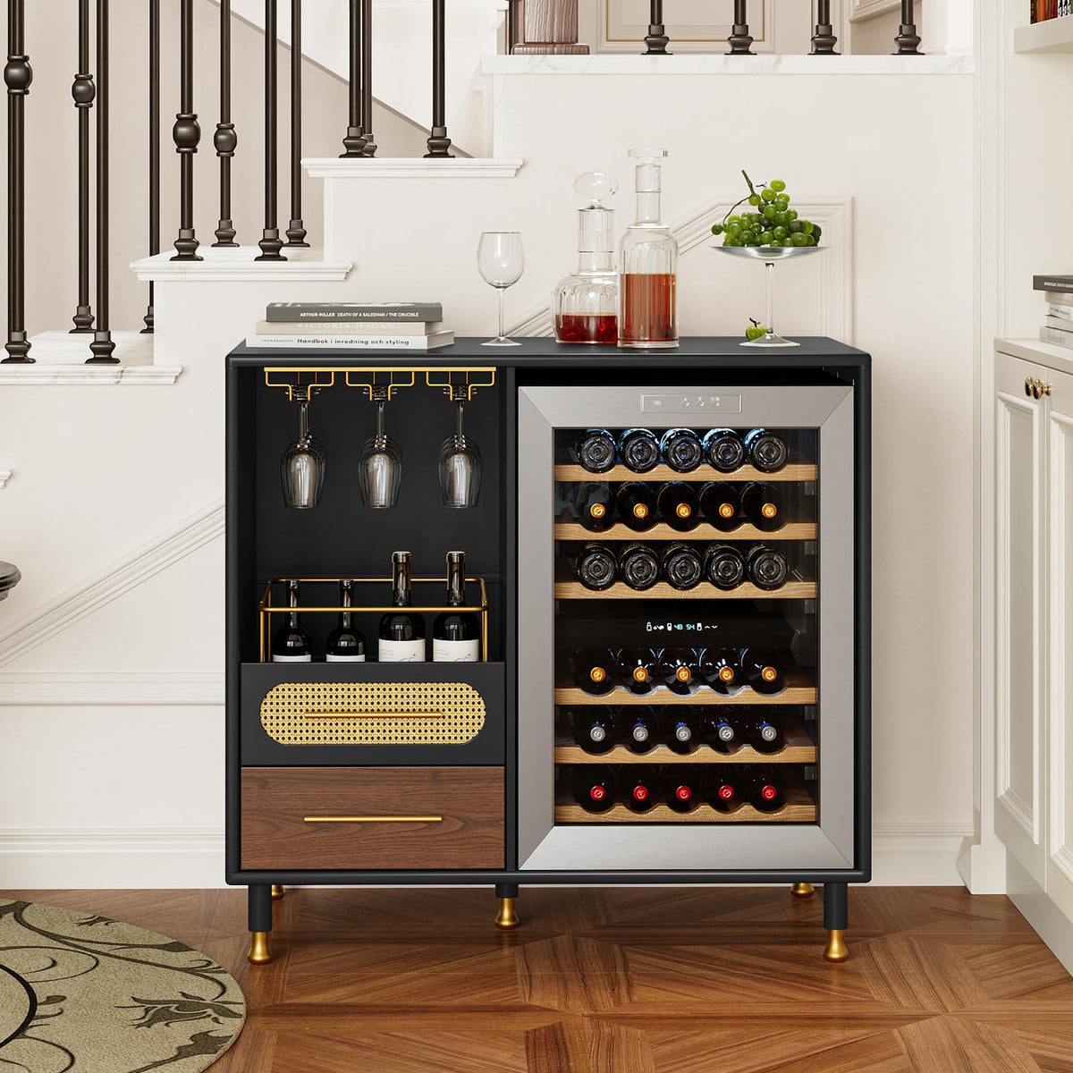 Coffee Wine Bar Cabinet with Mini Fridge