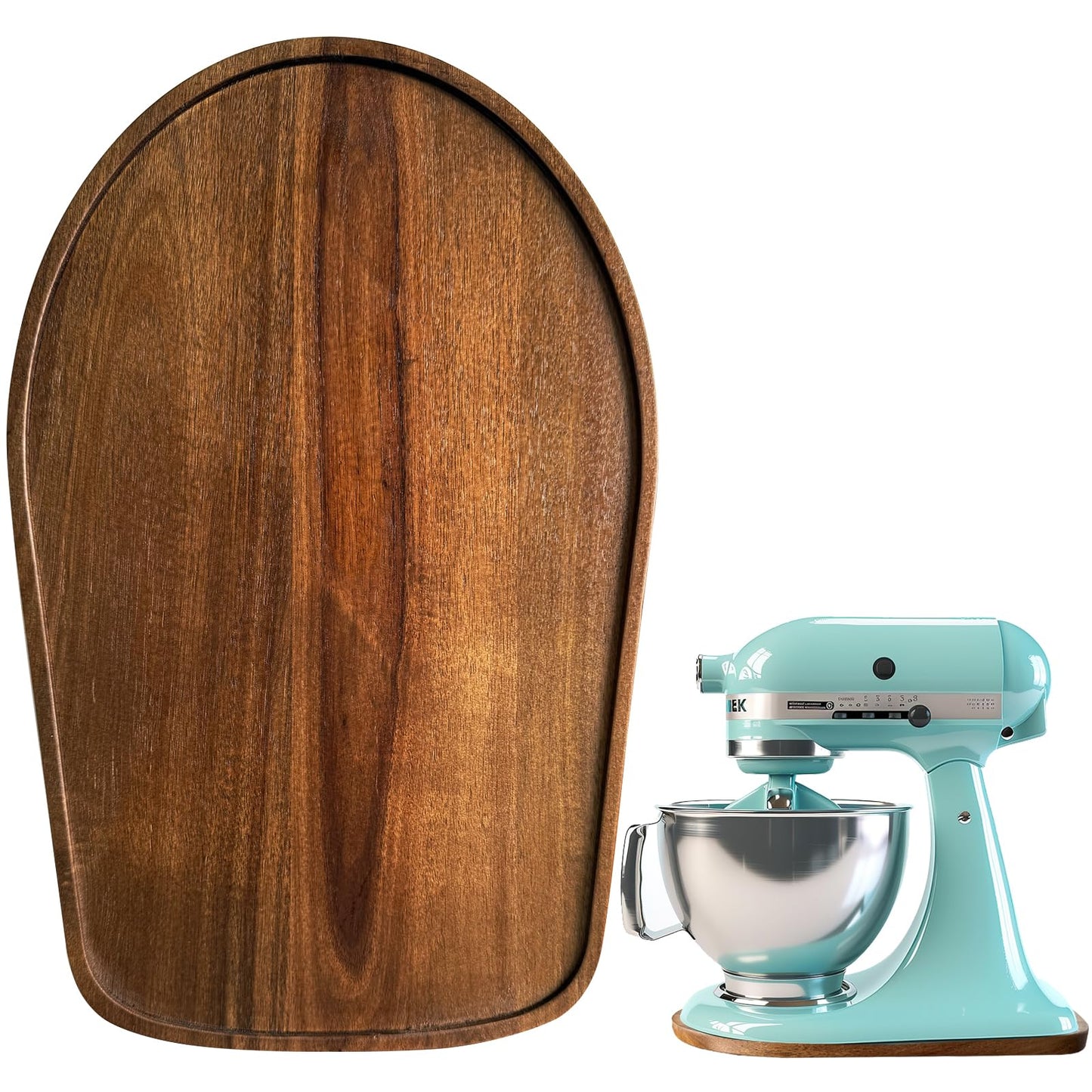 Acacia Wood Mixer Slider Mat for Kitchen Aid 4.5-5 Qt Tilt-Head Stand Mixer Kitchen Appliance Slider Tray Countertop Storage Attachments