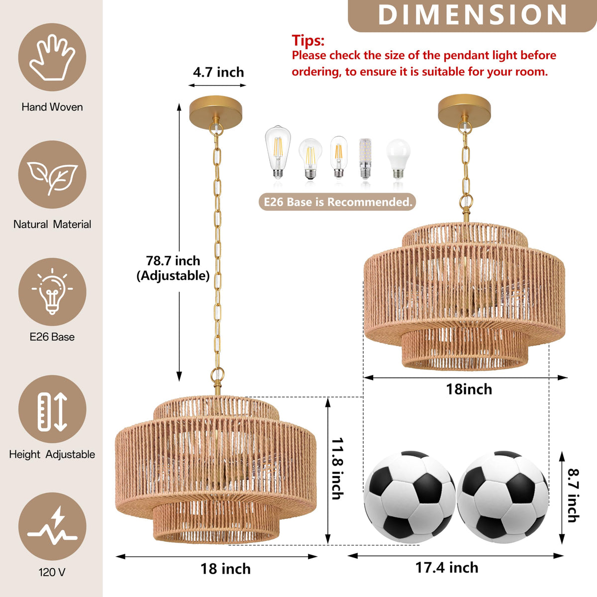 Black Rattan Pendant Chandelier