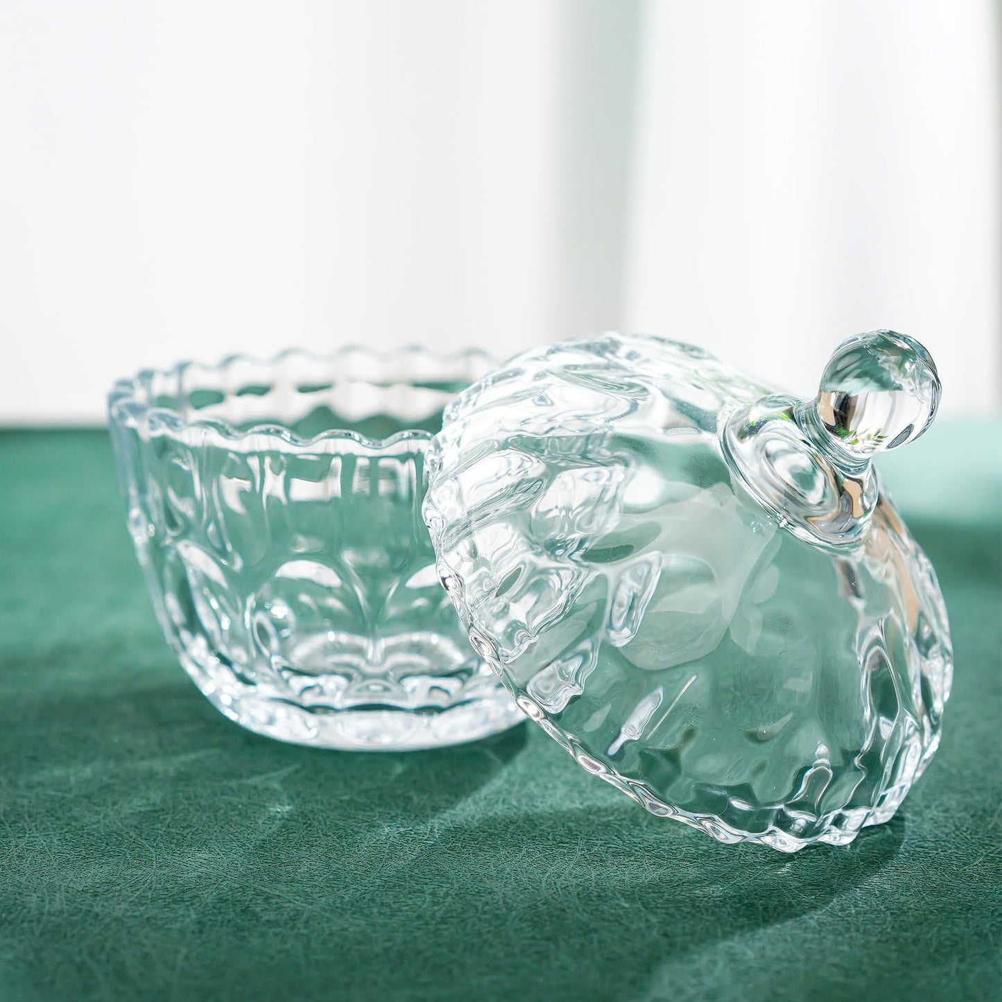 Decorative Embossed Glass Dish with Lid