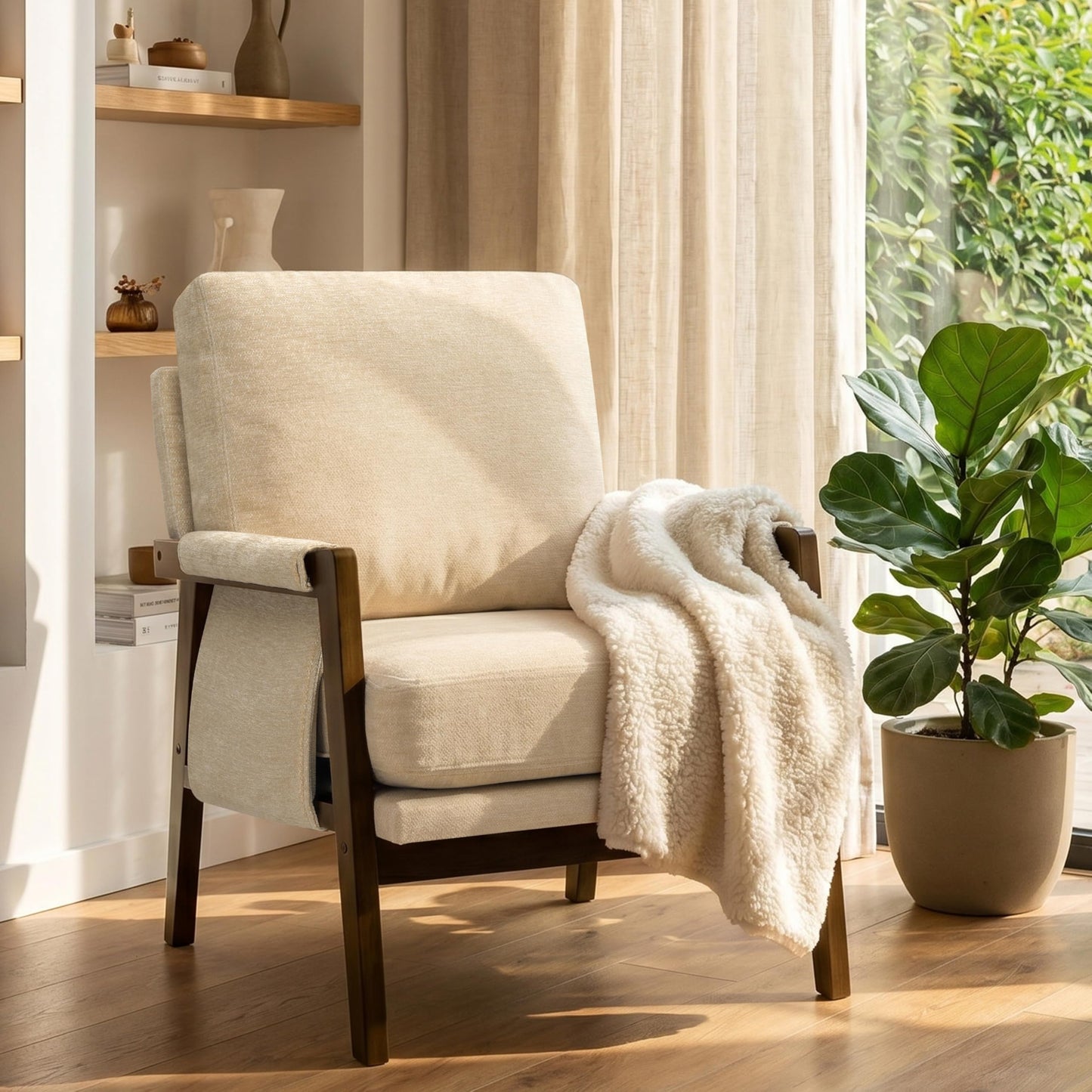 Modern Accent Armchair_Solid Wood