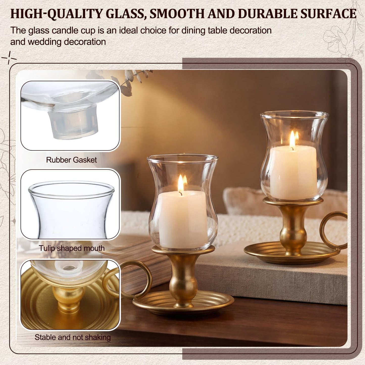 2 Set Hurricane Candle Holders Brass Metal