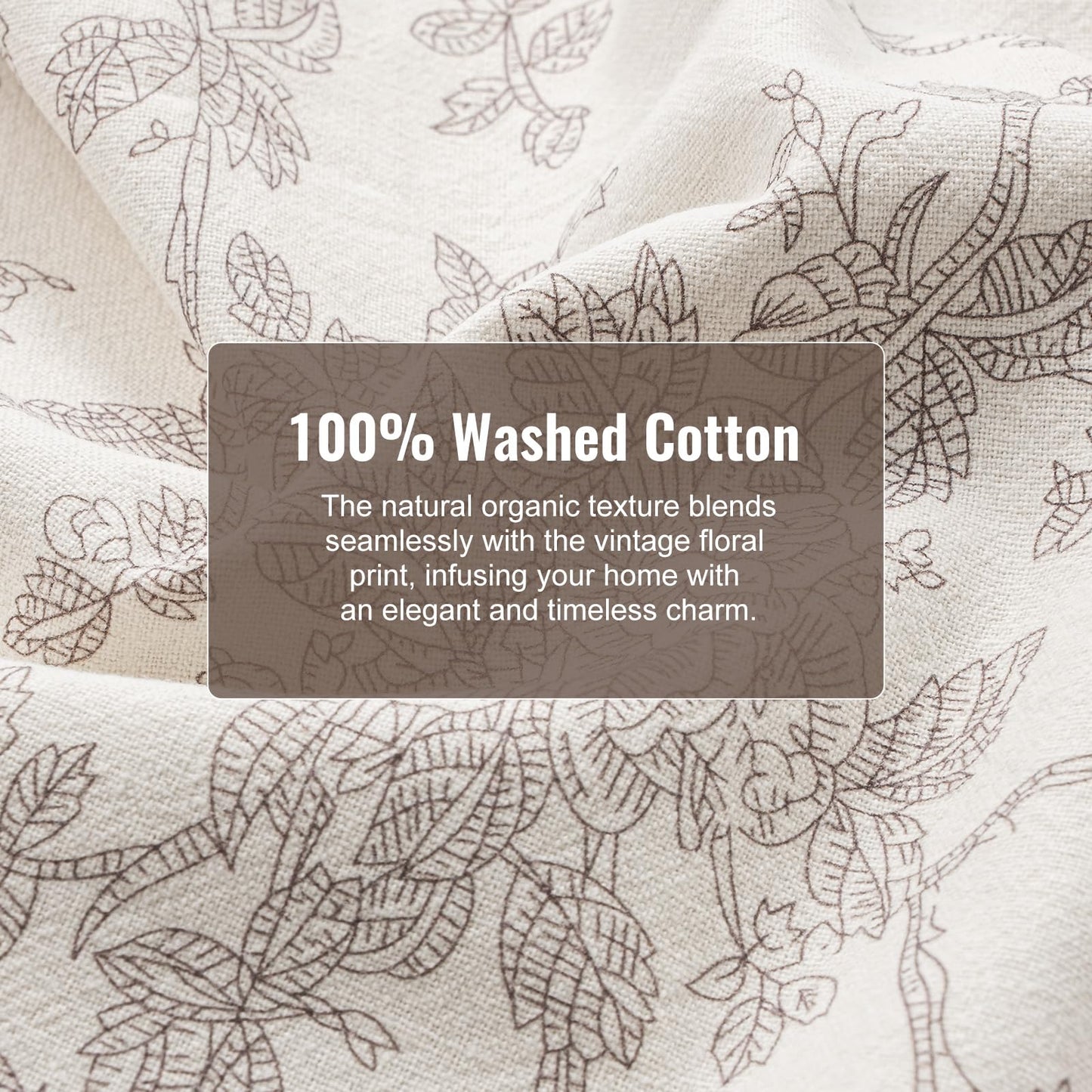 100% Cotton French Pastoral Kitchen Towels Set of 2, Decorative Flour Sack Tea Towels with Hanging Loop 18x25 Inch Absorbent Dish Cloths Farmhouse Home Decor, Brown