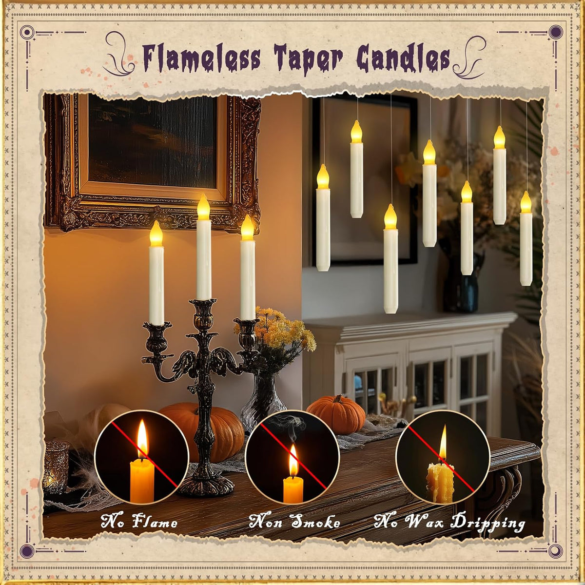 12 Pcs Floating Candle with Wand Remote