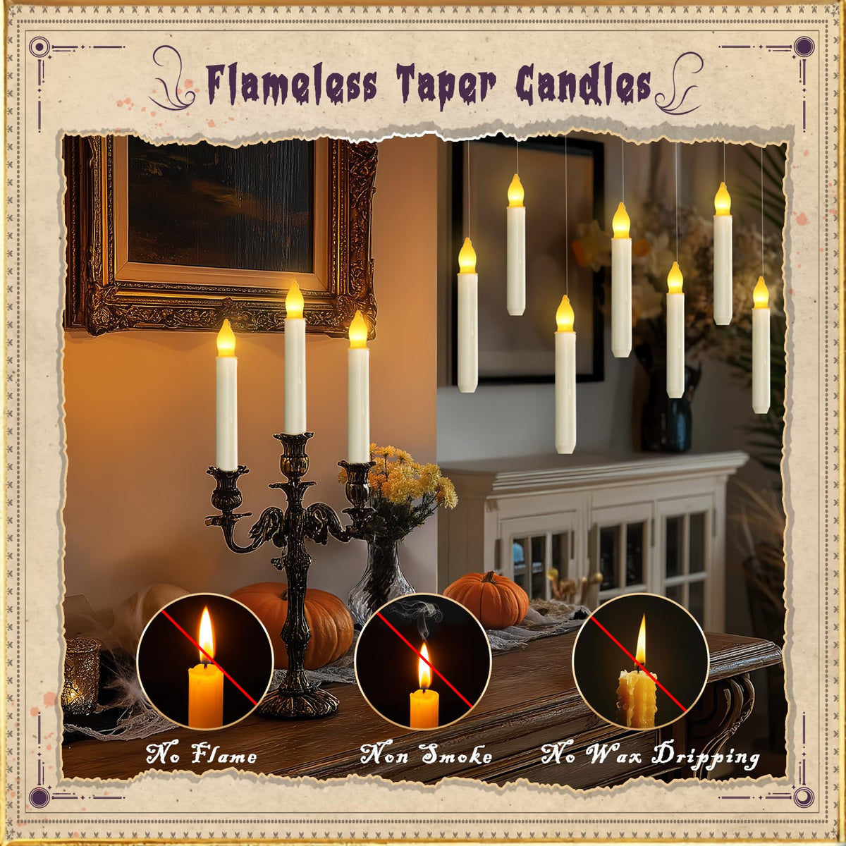 12 Pcs Floating Candle with Wand Remote