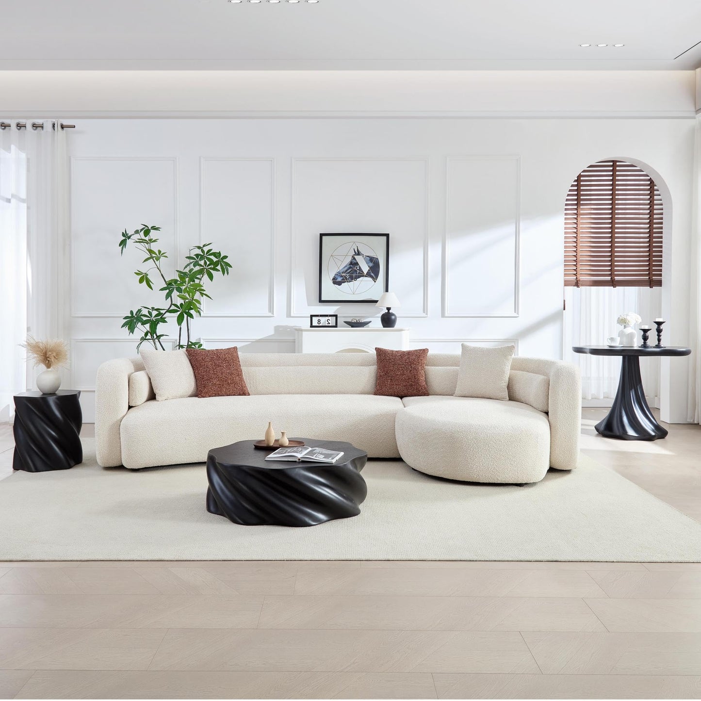 Oversized Curved Boucle 3-Sector Shaped Sectional Sofa