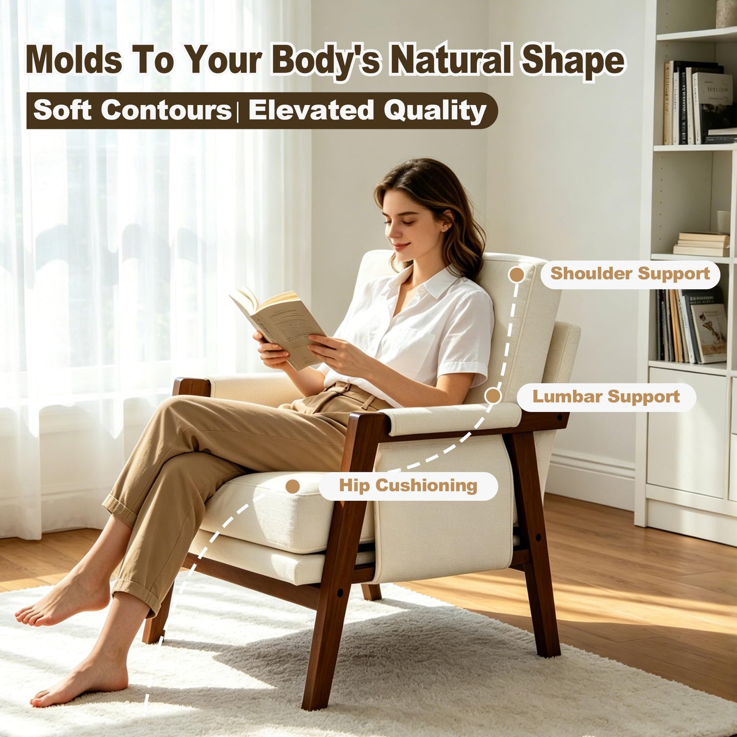 Modern Accent Armchair_Solid Wood