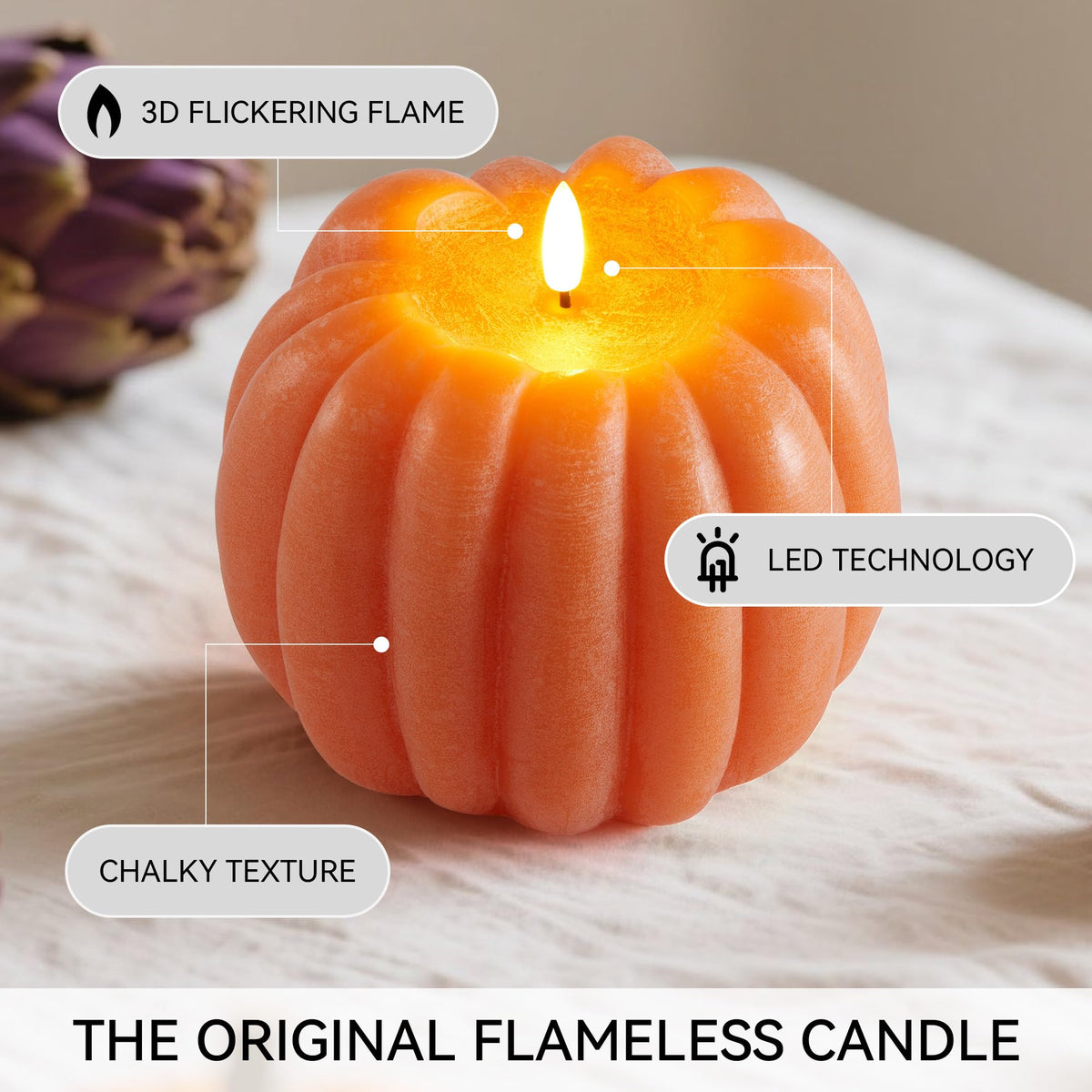 Flameless Pumpkin Candle with Remote